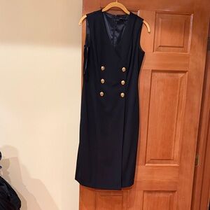 White House Black Market Black Dress with Gold Accents